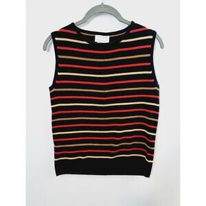 Designers Original Women's Black Stripe Crew Neck Sweater Vest Size Small